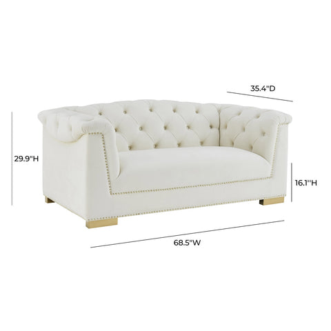 Farah Cream Velvet Loveseat by Inspire Me! Home Decor Model: TOV-S4931