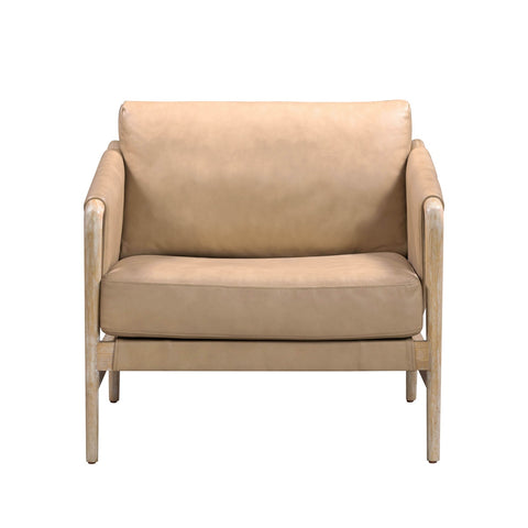 Chakka Tan Genuine Leather Accent Chair Model: TOV-S54256