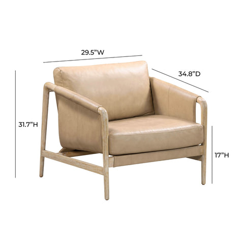 Chakka Tan Genuine Leather Accent Chair Model: TOV-S54256
