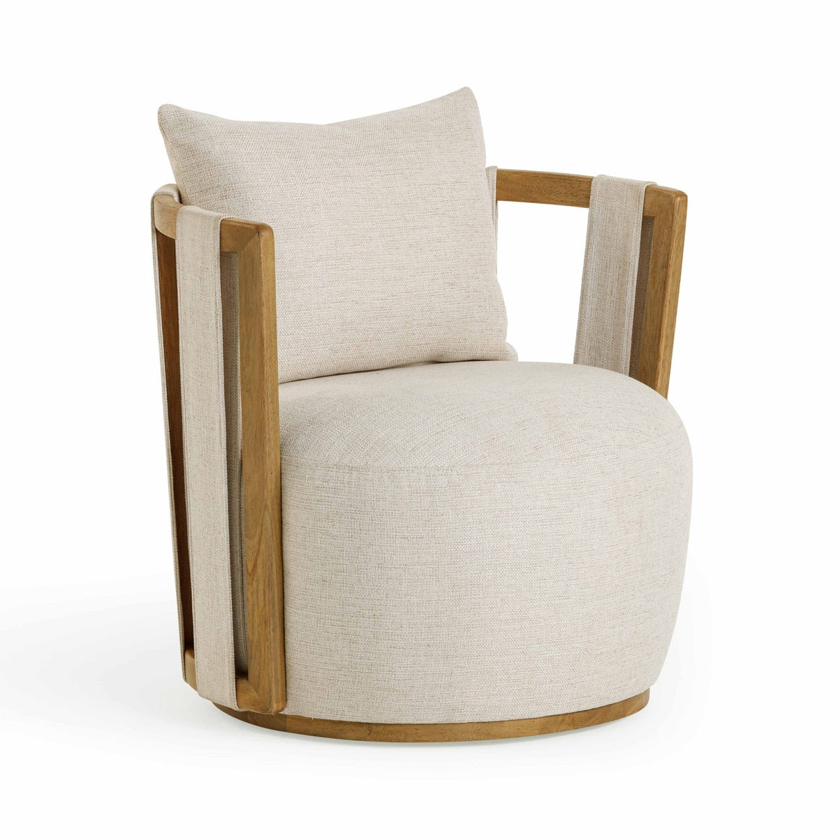 Paolo Cream Textured Weave Swivel Chair Model: TOV-S54358