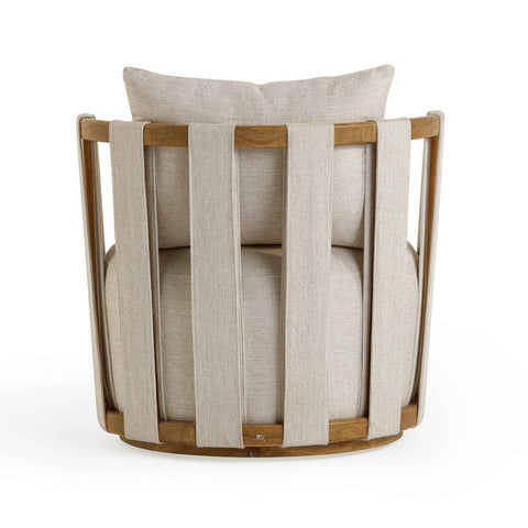 Paolo Cream Textured Weave Swivel Chair Model: TOV-S54358