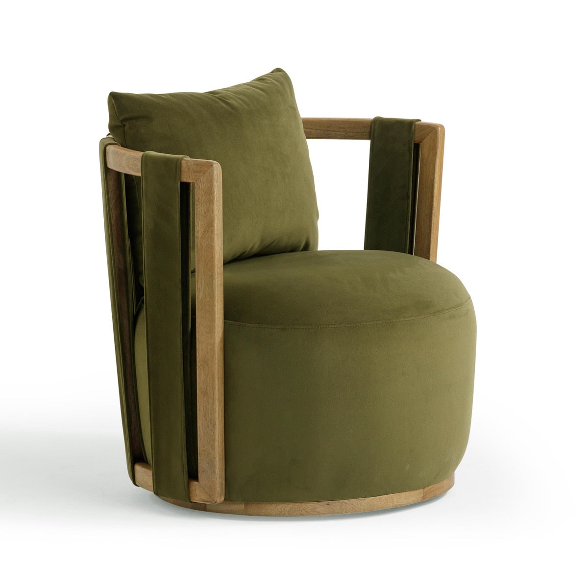 Paolo Green Upcycled Distressed Velvet Swivel Chair Model: TOV-S54359