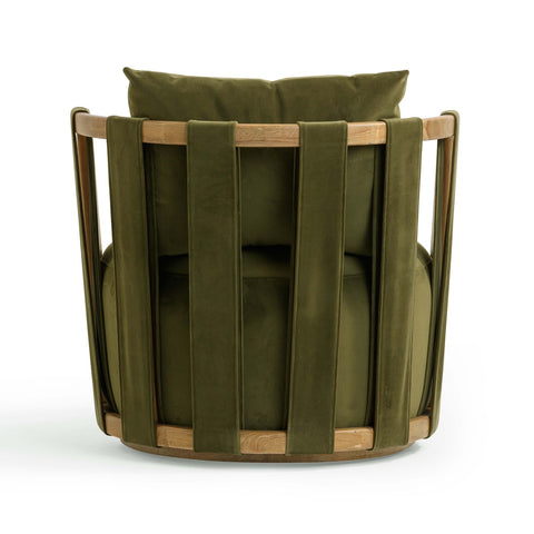 Paolo Green Upcycled Distressed Velvet Swivel Chair Model: TOV-S54359