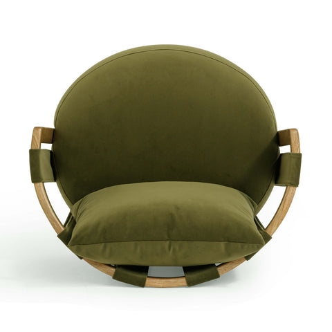 Paolo Green Upcycled Distressed Velvet Swivel Chair Model: TOV-S54359