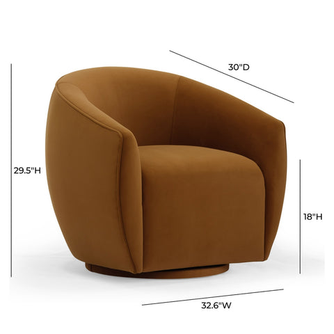 Jordan Cognac Velvet Swivel Chair Model: TOV-S54370