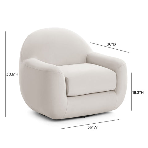 Tiago Cream Velvet Swivel Chair Model: TOV-S54413