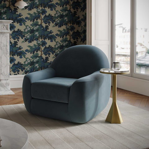 Tiago Dark Teal Velvet Swivel Chair Model: TOV-S54414