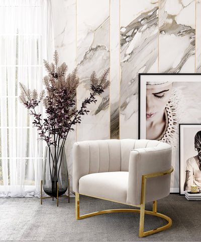 Magnolia Spotted Cream Chair with Gold Base Model: TOV-S6150