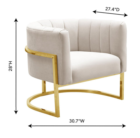 Magnolia Spotted Cream Chair with Gold Base Model: TOV-S6150