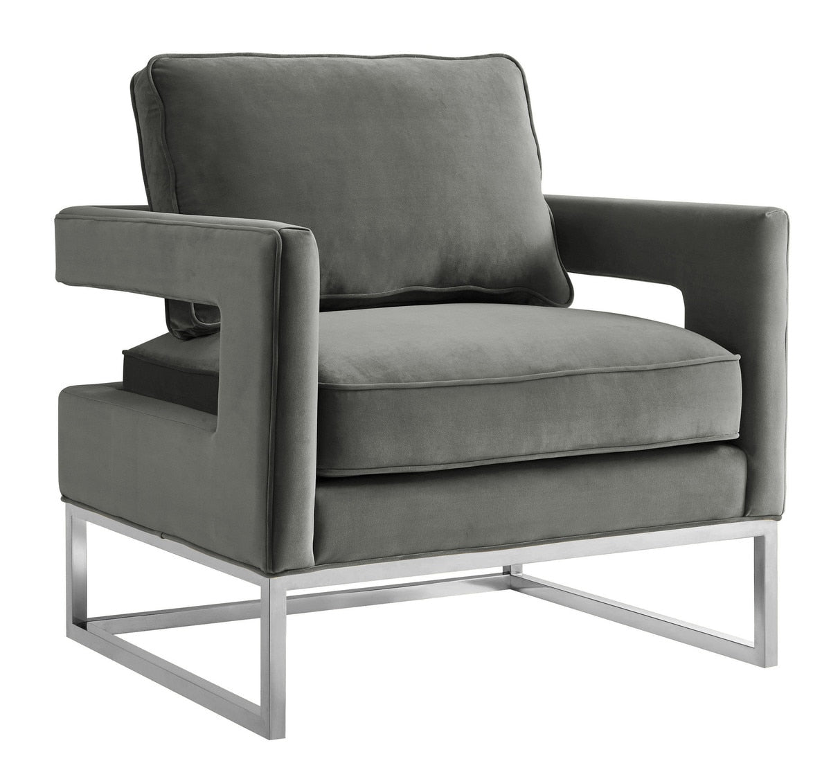 Avery Grey Velvet Chair with Silver Base Model: TOV-S6293
