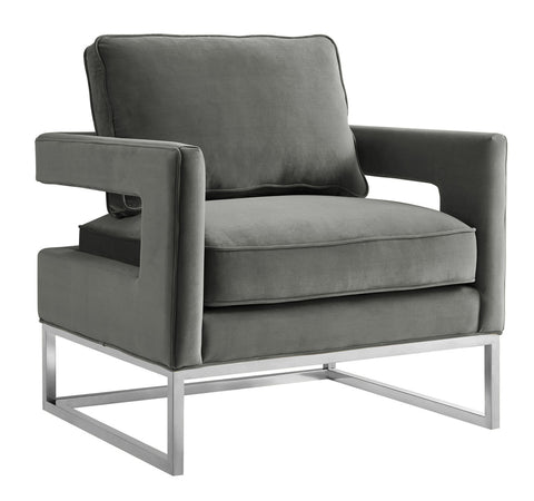 Avery Grey Velvet Chair with Silver Base Model: TOV-S6293