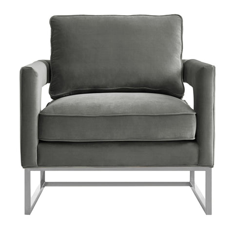 Avery Grey Velvet Chair with Silver Base Model: TOV-S6293