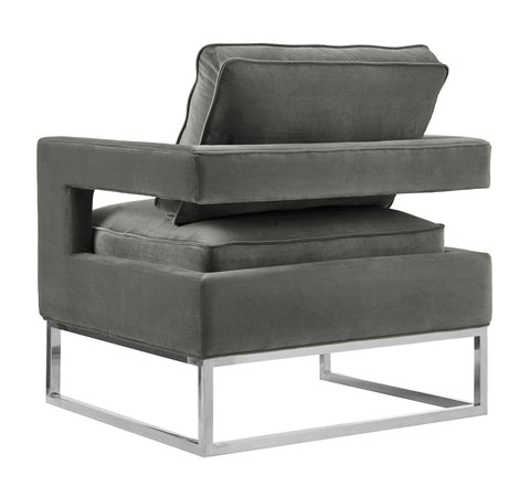 Avery Grey Velvet Chair with Silver Base Model: TOV-S6293
