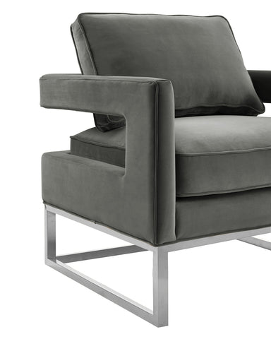 Avery Grey Velvet Chair with Silver Base Model: TOV-S6293