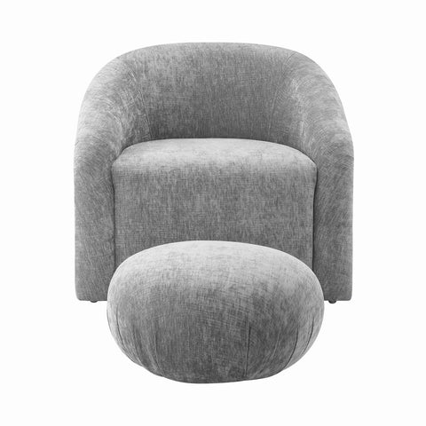Boboli Grey Chenille Chair + Ottoman Set Model: TOV-S6382