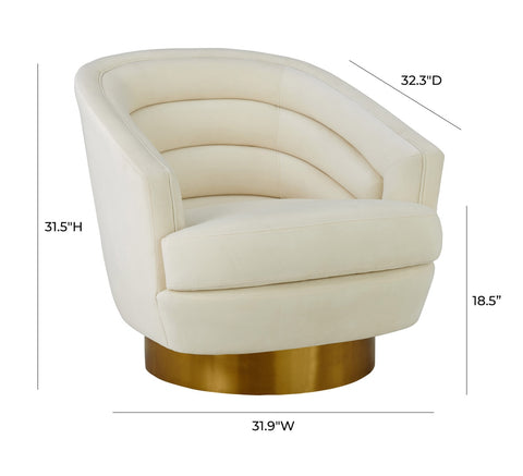 Canyon Cream Velvet Swivel Chair Model: TOV-S6403