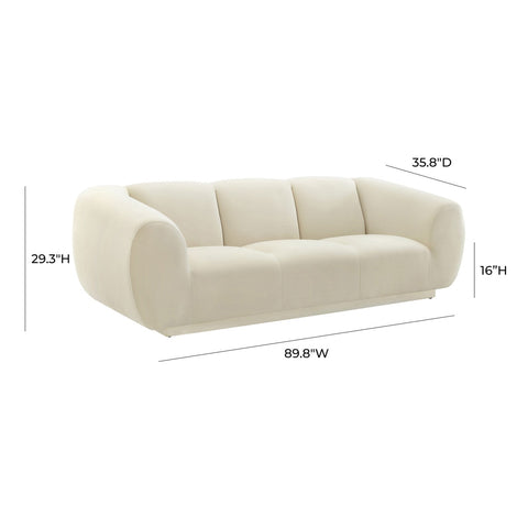 Emmet Cream Velvet Sofa Model: TOV-S6445