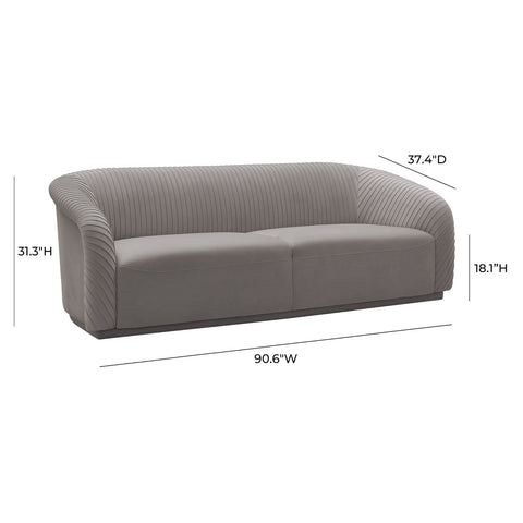 Yara Pleated Grey Velvet Sofa By Inspire Me! Home Decor Model: TOV-S6456