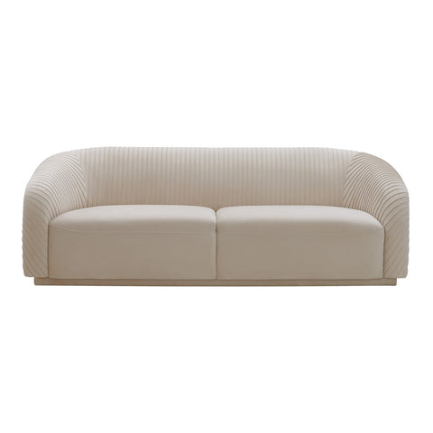 Yara Pleated Beige Velvet Sofa By Inspire Me! Home Decor Model: TOV-S6457