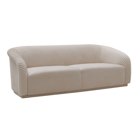 Yara Pleated Beige Velvet Sofa By Inspire Me! Home Decor Model: TOV-S6457