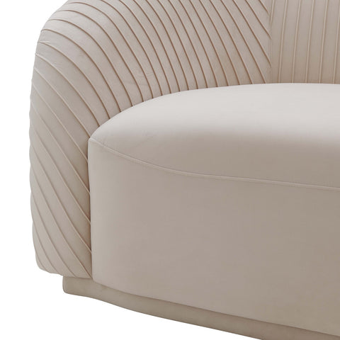 Yara Pleated Beige Velvet Sofa By Inspire Me! Home Decor Model: TOV-S6457