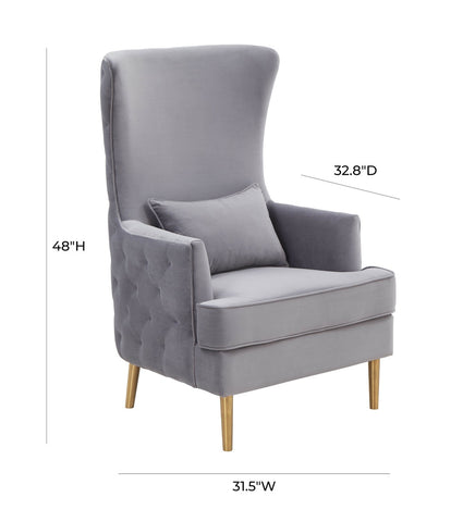 Alina Grey Tall Tufted Back Chair By Inspire Me! Home Decor Model: TOV-S6478