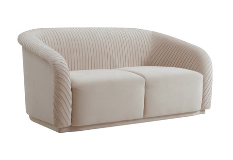 Yara Pleated Beige Velvet Loveseat By Inspire Me! Home Decor Model: TOV-S6484