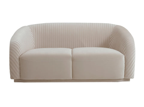 Yara Pleated Beige Velvet Loveseat By Inspire Me! Home Decor Model: TOV-S6484