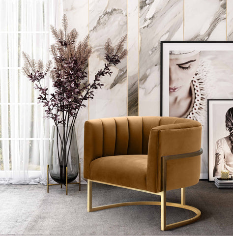 Magnolia Cognac Velvet Chair Model: TOV-S68190