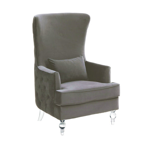 Aubree Grey Velvet Chair with Acrylic Legs Model: TOV-S68196