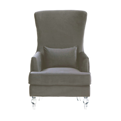 Aubree Grey Velvet Chair with Acrylic Legs Model: TOV-S68196