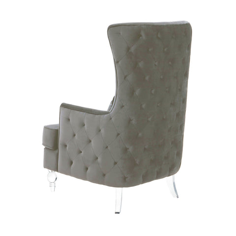 Aubree Grey Velvet Chair with Acrylic Legs Model: TOV-S68196