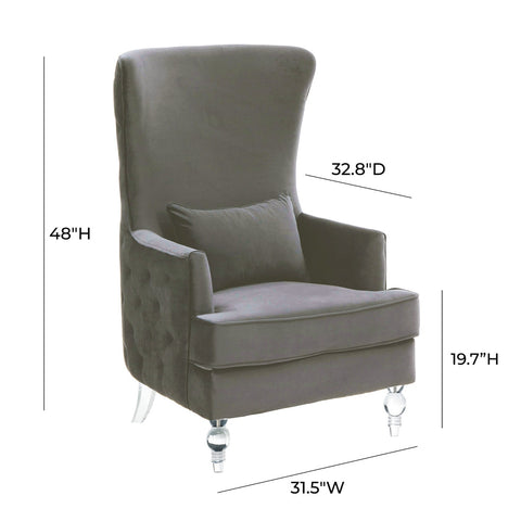 Aubree Grey Velvet Chair with Acrylic Legs Model: TOV-S68196
