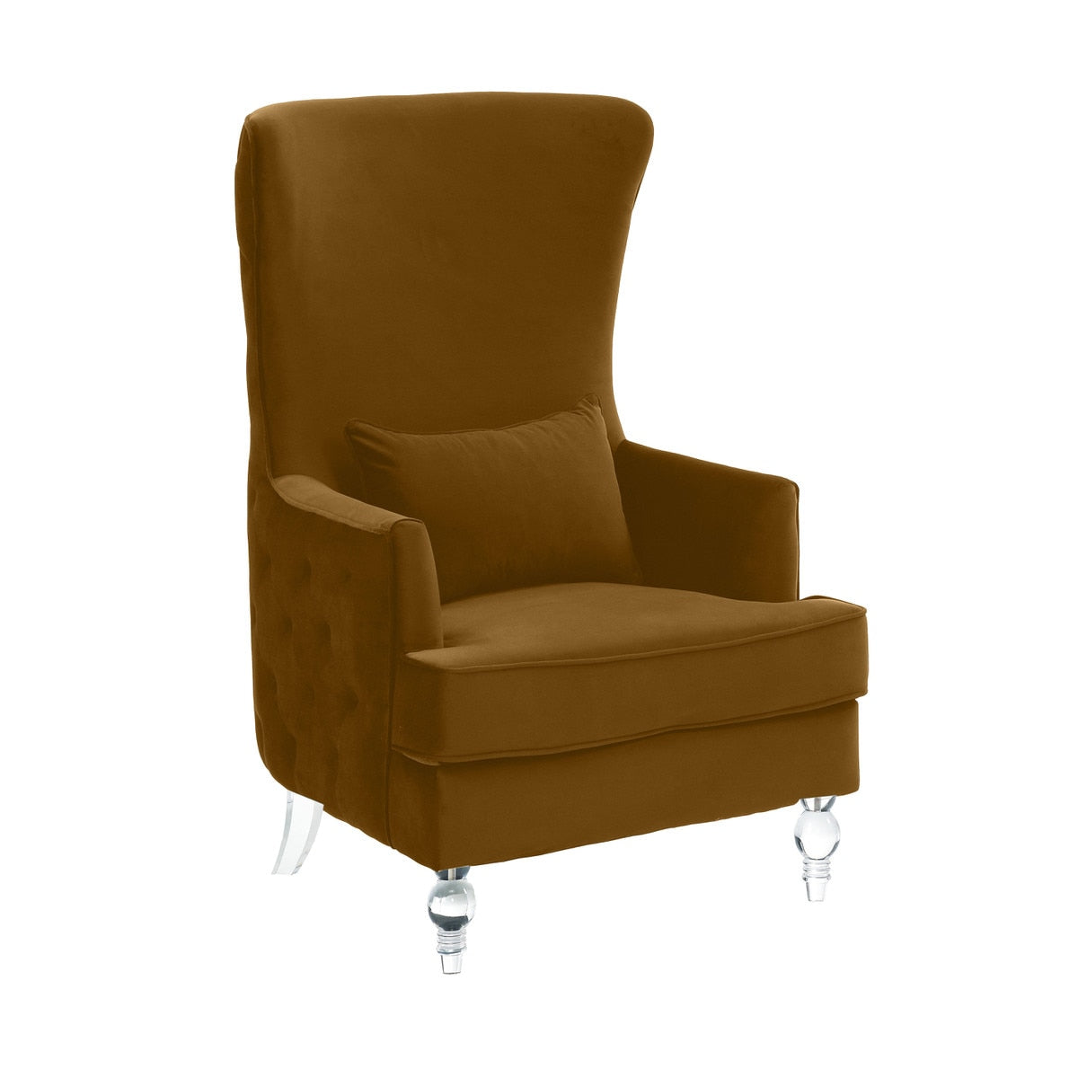 Aubree Cognac Velvet Chair with Acrylic Legs Model: TOV-S68197
