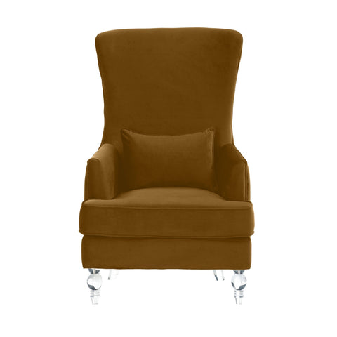 Aubree Cognac Velvet Chair with Acrylic Legs Model: TOV-S68197