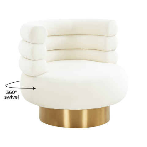 Naomi Cream Velvet Swivel Chair Model: TOV-S68236