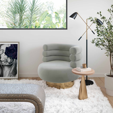 Naomi Grey Velvet Swivel Chair Model: TOV-S68237