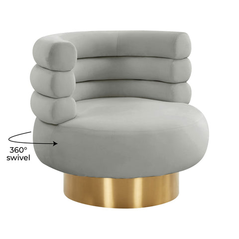 Naomi Grey Velvet Swivel Chair Model: TOV-S68237