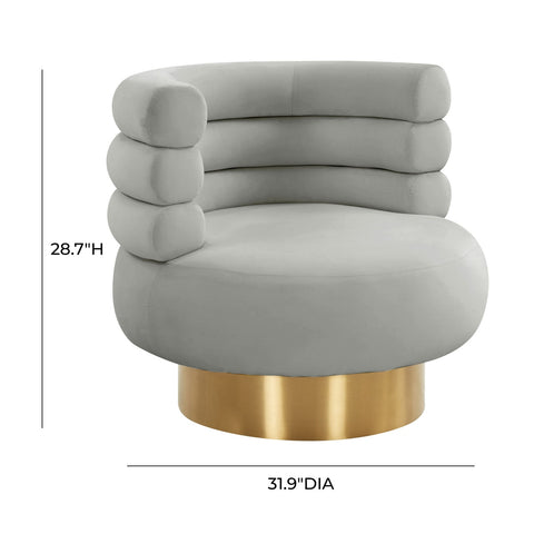 Naomi Grey Velvet Swivel Chair Model: TOV-S68237