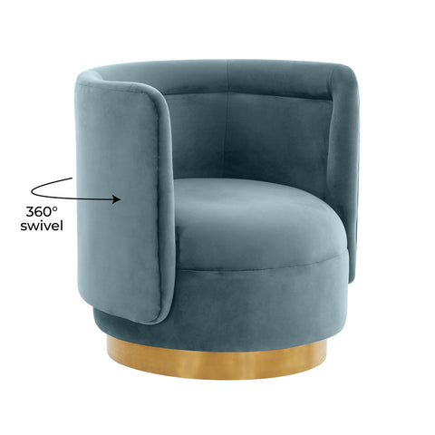 Remy Bluestone Velvet Swivel Chair Model: TOV-S68260