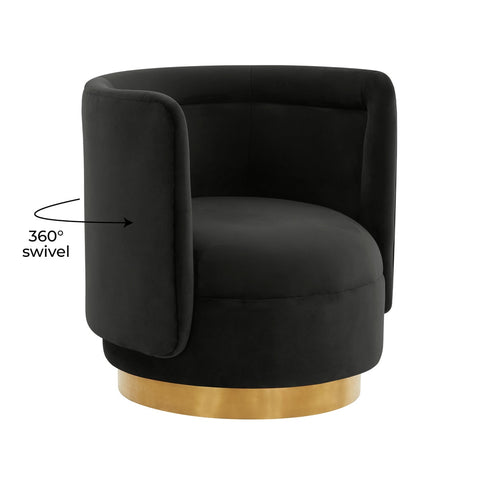 Remy Black Velvet Swivel Chair Model: TOV-S68262