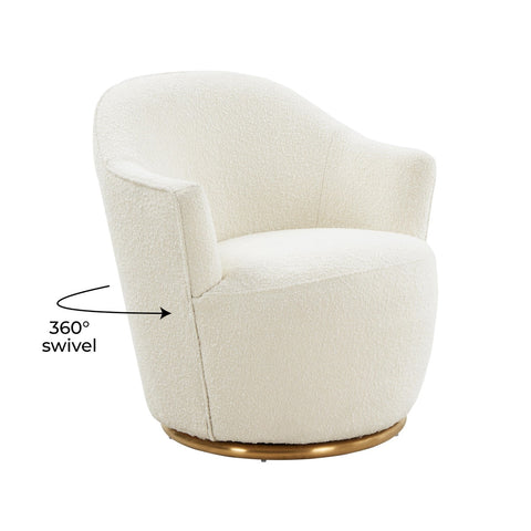 Skyla Cream Boucle Swivel Chair Model: TOV-S68263