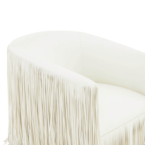 Shag Me Ivory Performance Vegan Leather Swivel Chair Model: TOV-S68326
