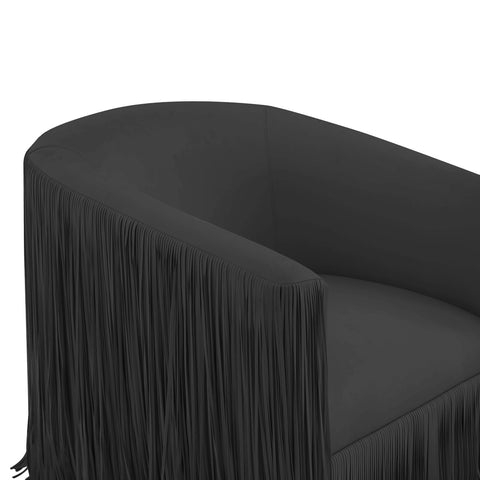 Shag Me Black Performance Vegan Leather Swivel Chair Model: TOV-S68327