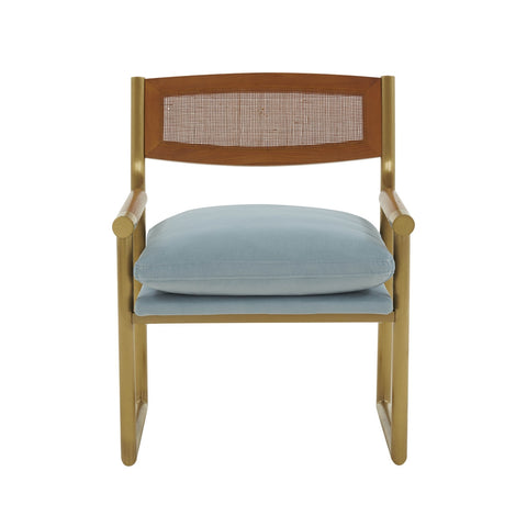 Harlow Rattan Dusty Blue Velvet Chair Model: TOV-S68448
