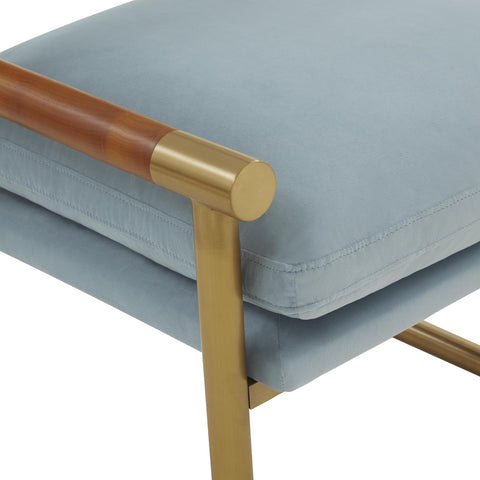 Harlow Rattan Dusty Blue Velvet Chair Model: TOV-S68448