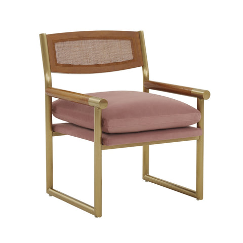 Harlow Rattan Mauve Velvet Chair Model: TOV-S68449