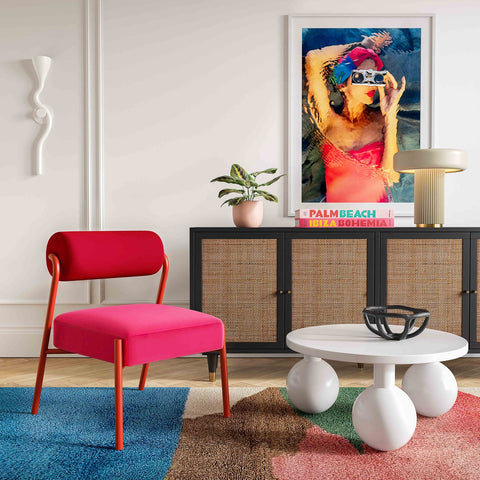 Jolene Hot Pink Velvet Accent Chair Model: TOV-S68450