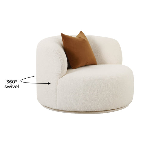 Fickle Cream Boucle Swivel Chair Model: TOV-S68671