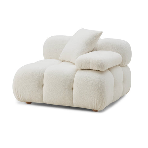 Calliope Cream Vegan Shearling Modular Corner Chair Model: TOV-S68919